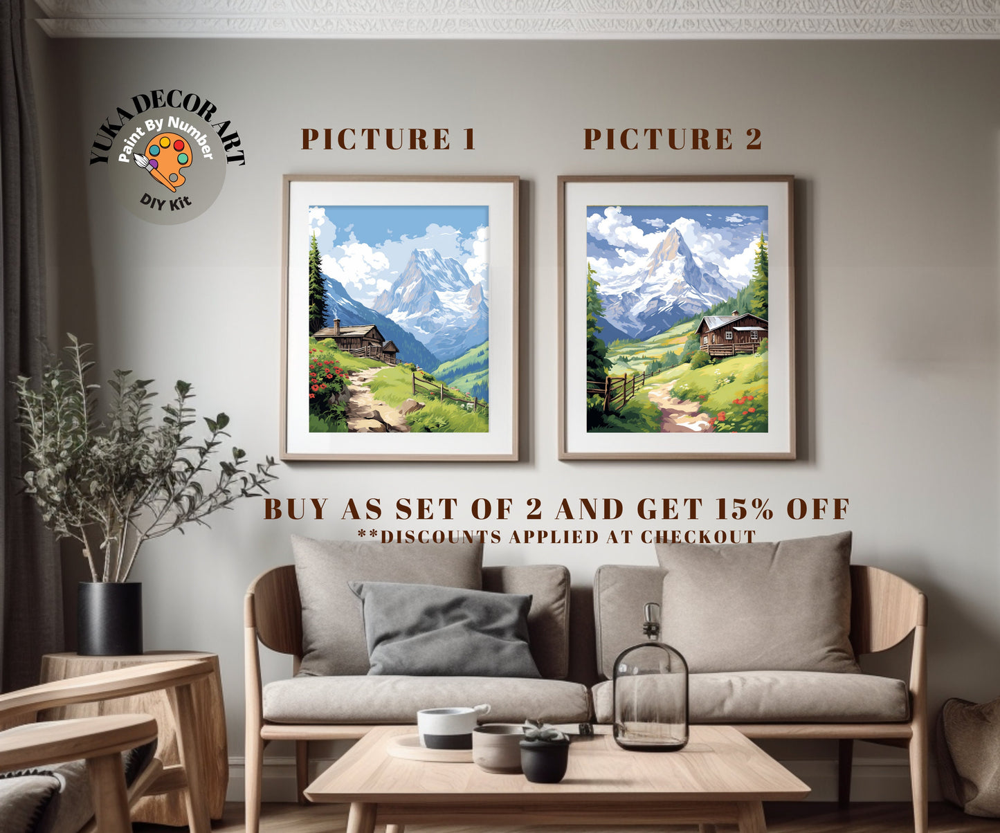 Mountain Cottage Paint by Number Kit DIY Adult Painting Hobby Easy Beginners Birthday Gift for Dad Grandfather Christmas Gift Mom Grandma