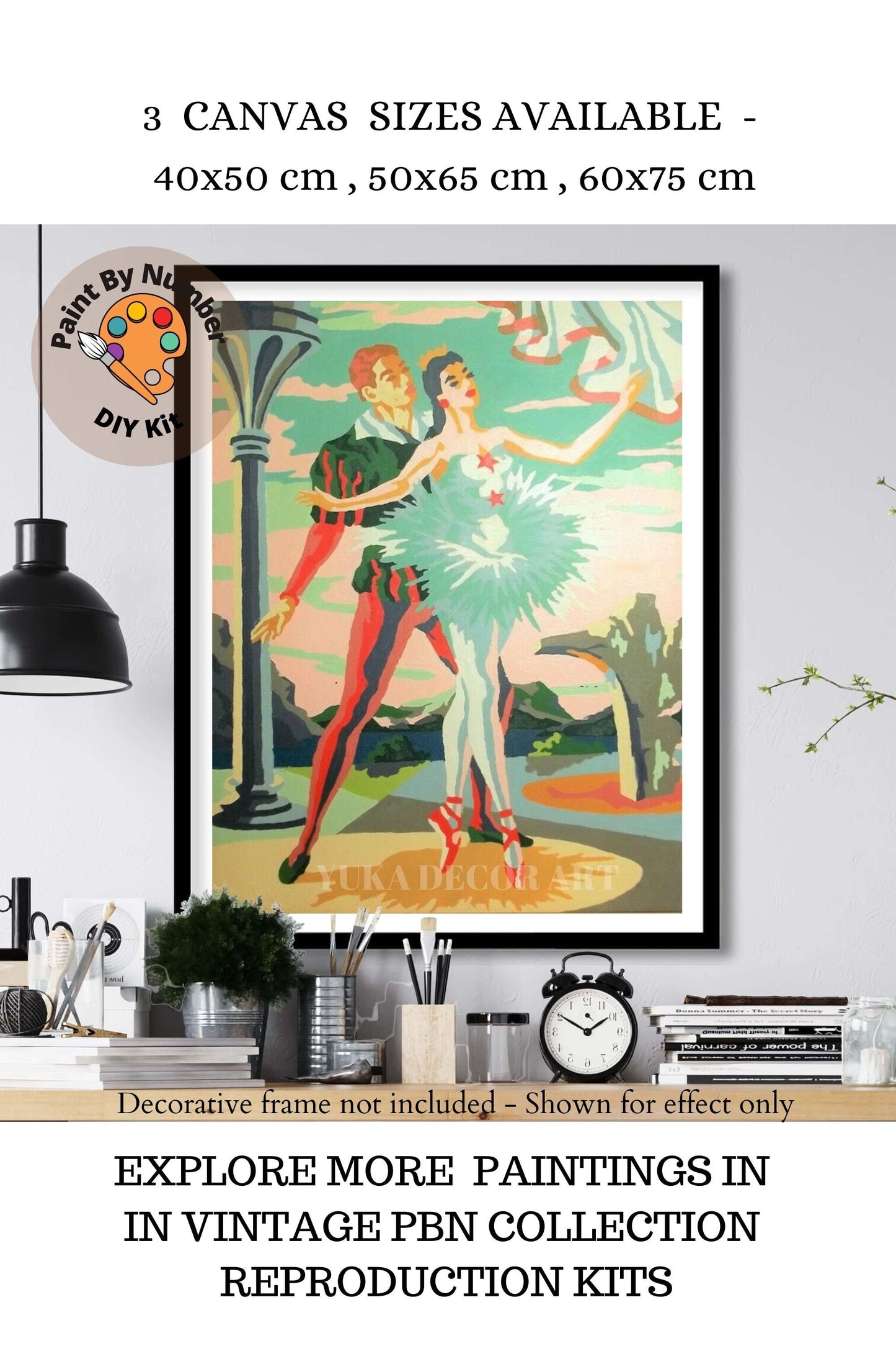 Vintage Paint By Number Set of 2,Flamenco  Dancer Couple, Gift for Mom Grandmom, Vintage Wall Art