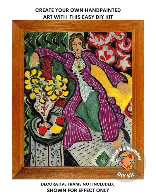 Henri Matisse PAINT by NUMBER Kit for Adults , Relaxing Madame Portrait Purple Coat ,Acrylic Paint DIY Kit ,Living Bedroom Wall Art Decor