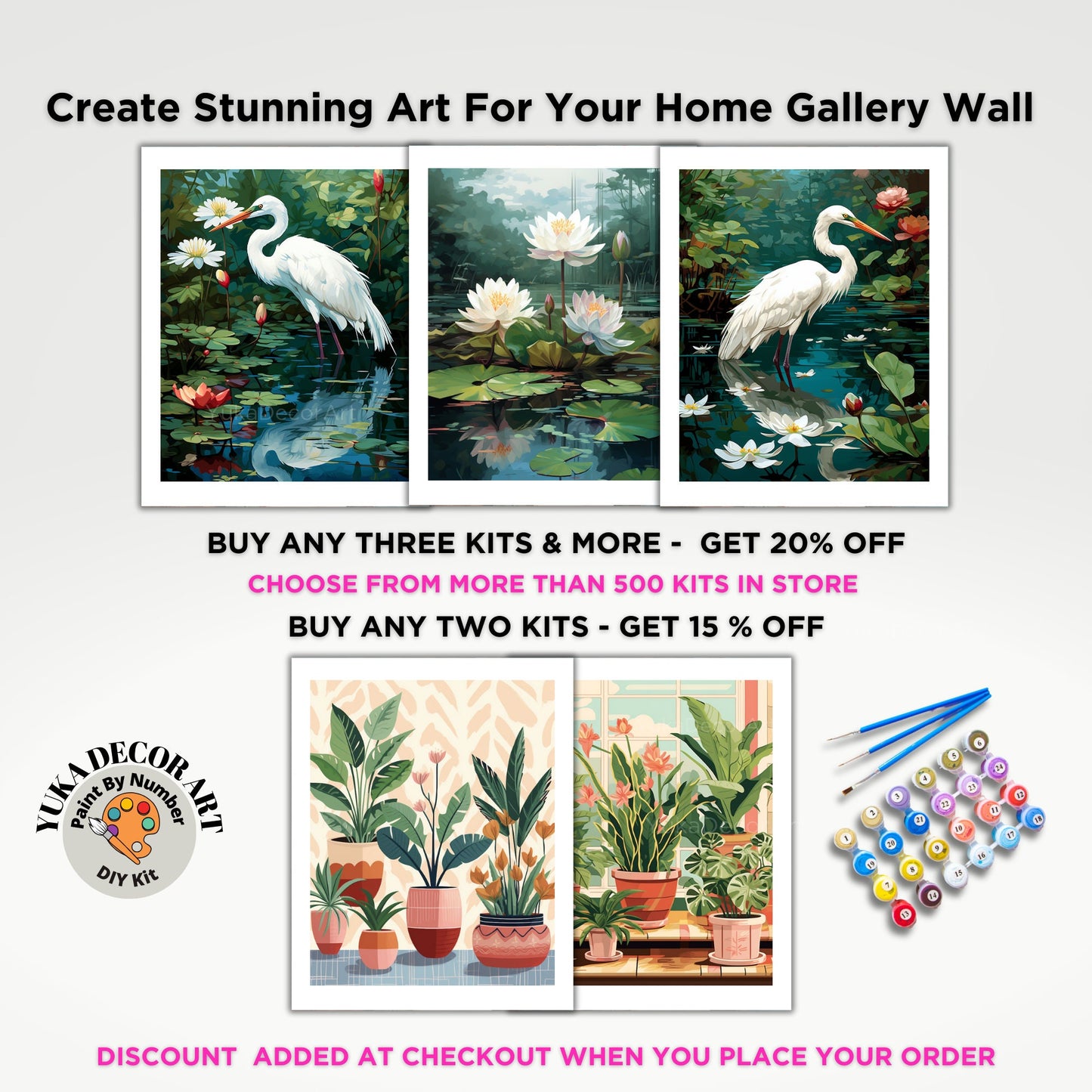 PAINT by NUMBER Kit For Adults White Birds In Lake Lilies Flowers DIY Painting Easy Beginners Paint Kit Garden Lover Gift