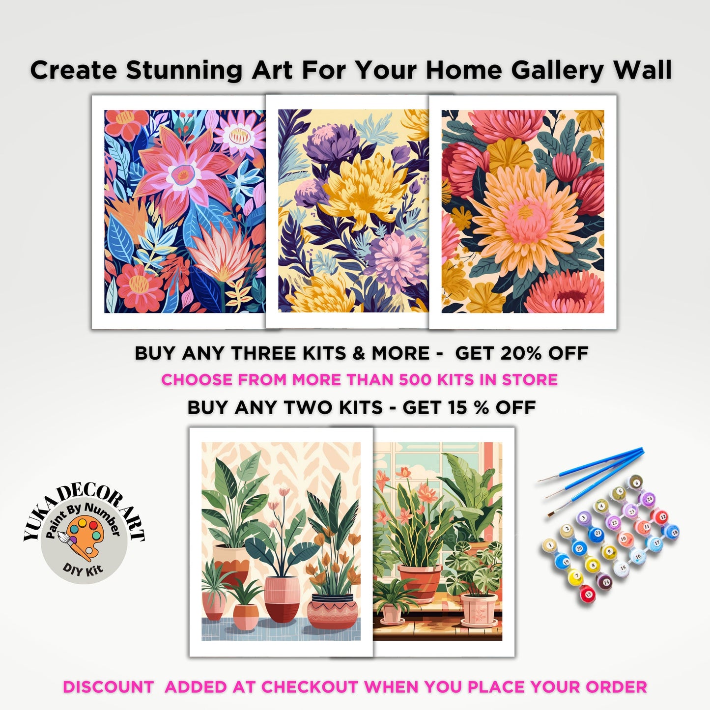PAINT by NUMBER Kit Adult  Garden Flowers Modern Pink Blue Pastel Wall Art Easy Beginner Acrylic Paint DIY Kit Mom Dad Gift