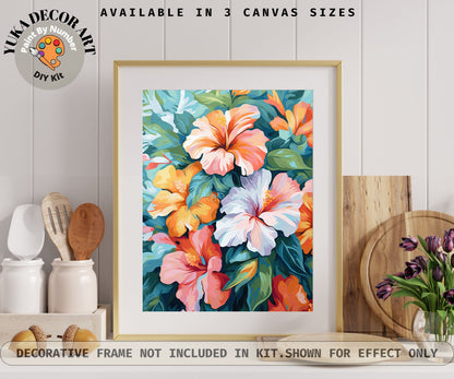 PAINT by NUMBER Kit for Adults Tropical Flowers Art Easy Beginner Acrylic DIY Paint Kit Wall Art Gift Mom Sister Girlfriend