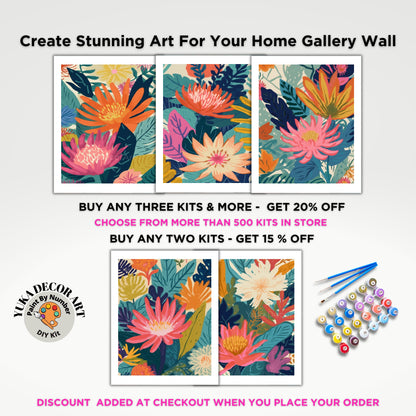 Flowers Boho PAINT by NUMBER Kit for Adults Modern  Whimsical Art Easy Beginner Acrylic Paint DIY Kit  Wall Art Bday Gift for Mom Girlfriend