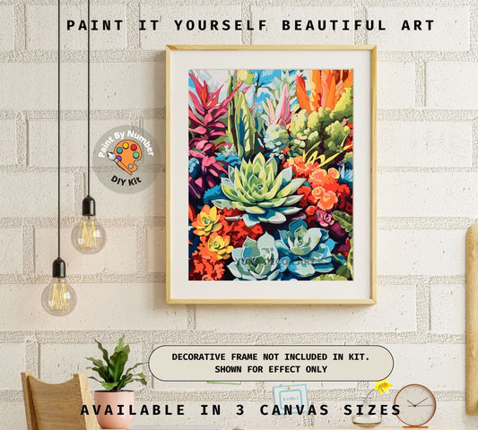 Colorful Succulents PAINT by NUMBER Kit Adult Easy DIY Hobby Acrylic Painting Canvas Birthday Custom Gift For Garden Lover Mom Wife Sister