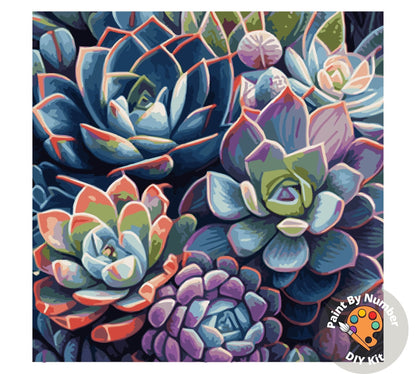Succulents Garden Paint by Number Kit Adult Canvas Painting DIY Color by Numbers Set Easy DIY Beginners Painting Home Decor Gift GirlFriend