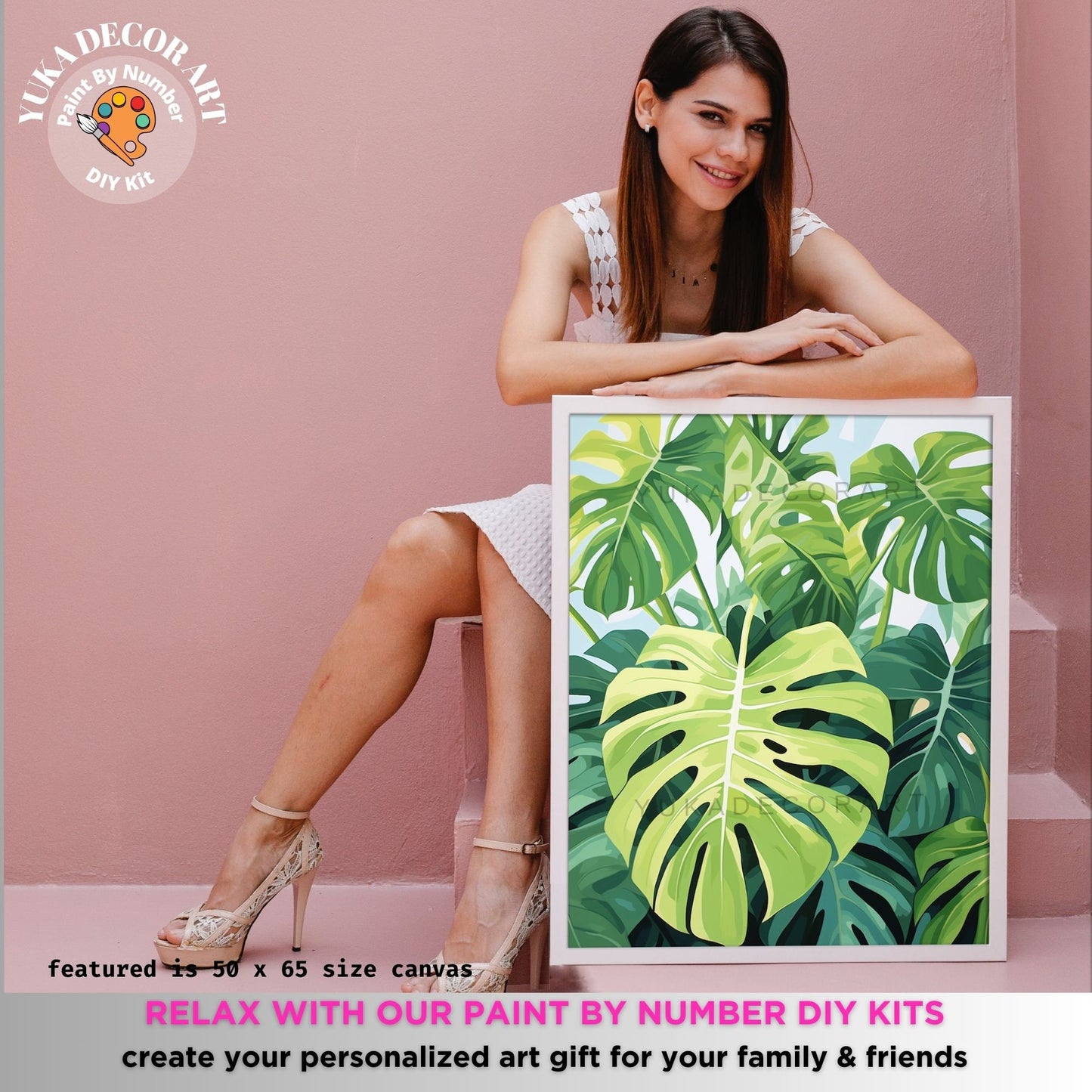 Monstera PAINT by NUMBERS Adult ,Home Indoor Plants Still life ,Beginners Easy Paint Kit DIY Wall Decor Gift  Mom Grandmom