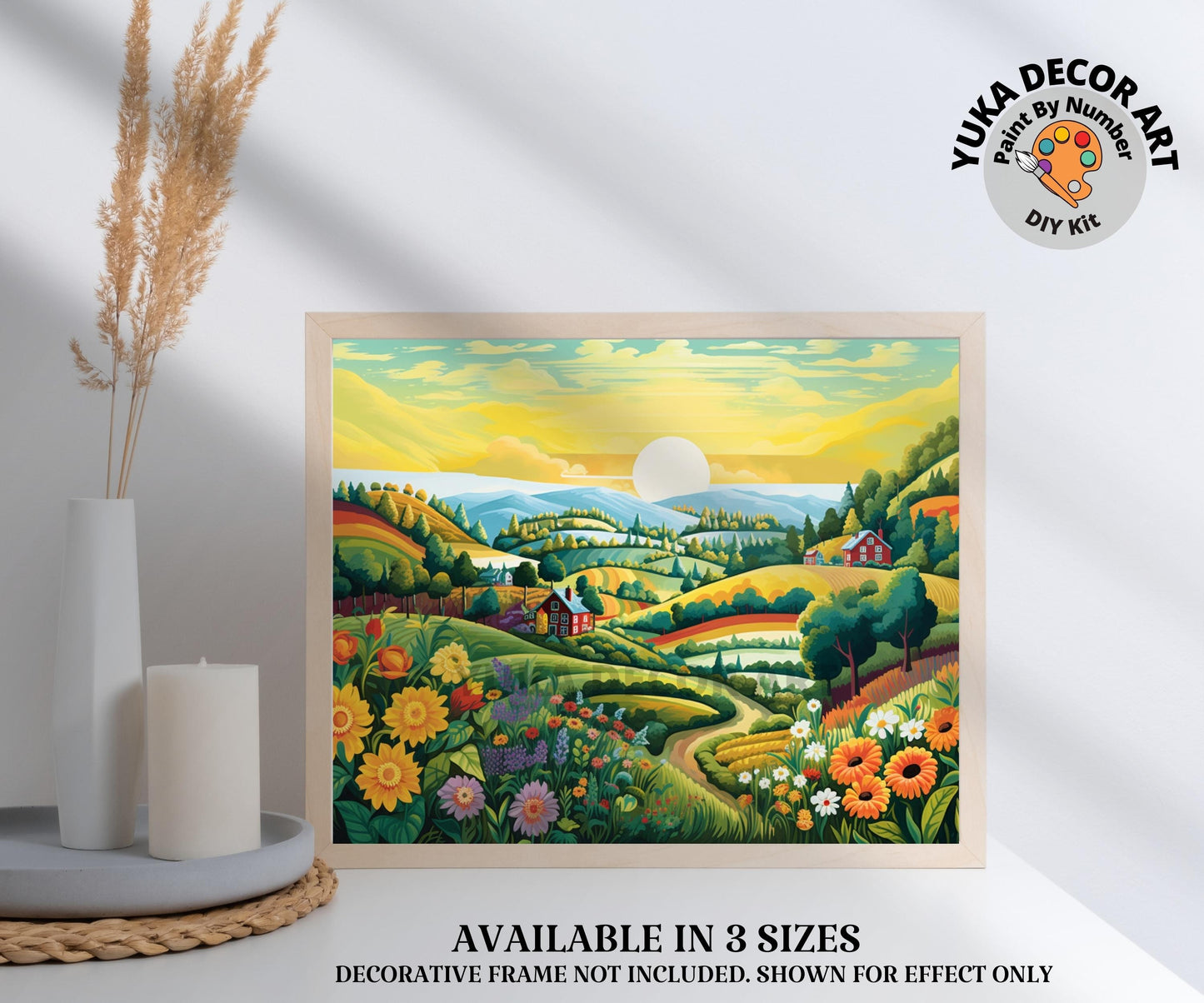 Mountain Valley PAINT by NUMBERS Adult DIY Kit  Sunrise Colorful Naive Art Easy Beginner Acrylic Painting Kit Thanksgiving Gift For Mom Dad