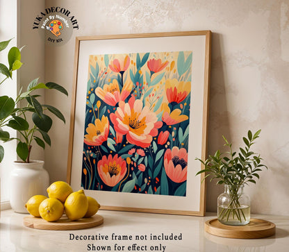 a picture of some flowers and lemons on a table