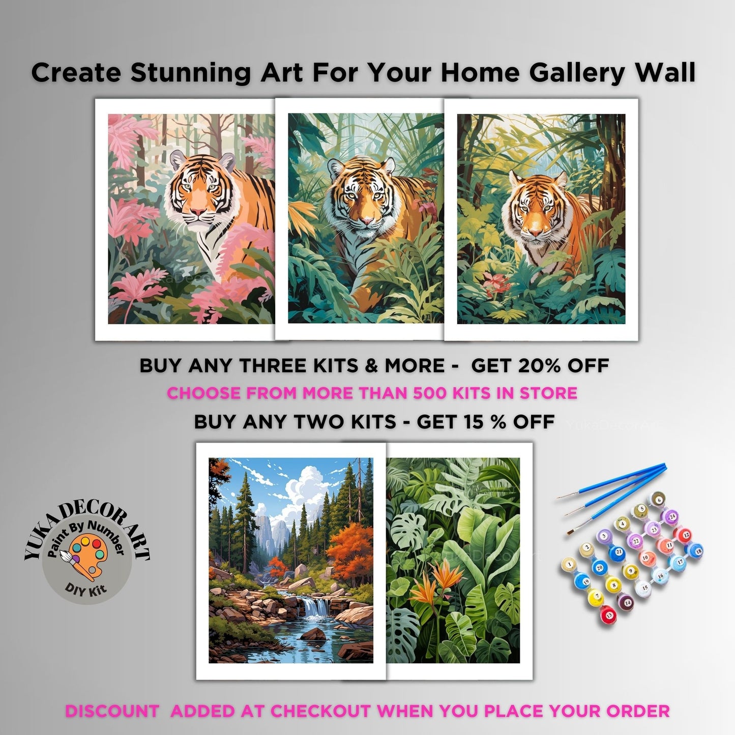 Tropical Jungle PAINT by NUMBERS DIY Kit Adult  Lush Foliage Wall Art Easy Beginner Oil Painting Study Room Decor Custom Gift Mom Girlfriend