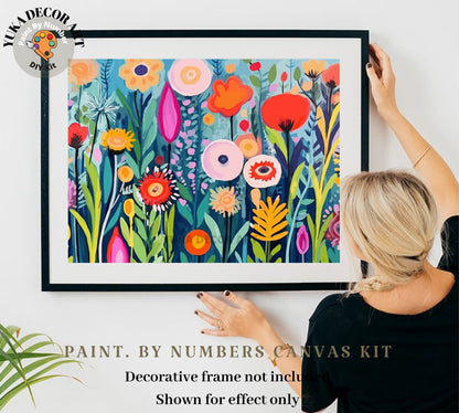 Spring Flowers PAINT by NUMBERS Kit Adults  Modern Boho Whimsical Art Easy Beginner Acrylic Paint DIY Kit Wall Art Gift for Mom Girlfriend