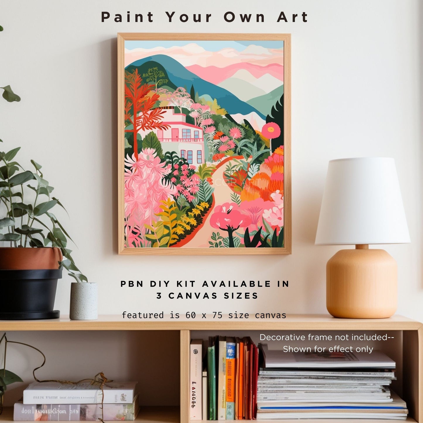 Mountain PAINT by NUMBERS Kit Adult Flowers Landscape Minimalist Canvas Art DIY Painting Beginners Hobby Apartment Decor Teenager Girl Gift