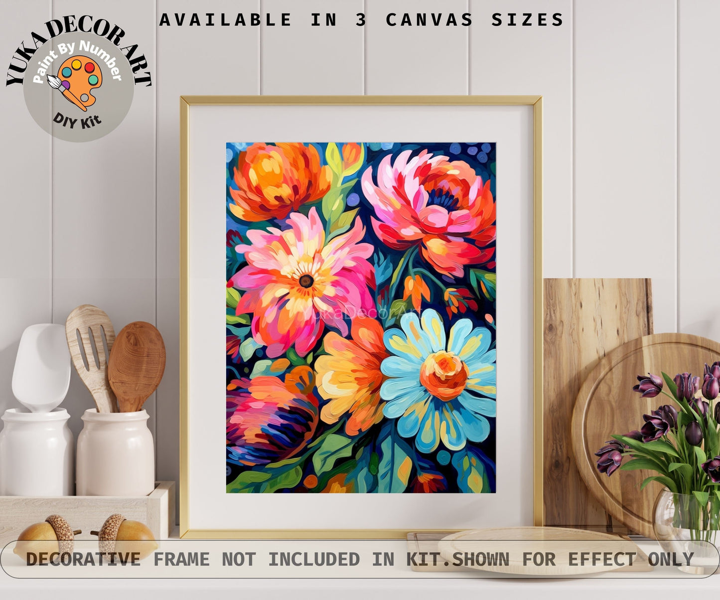 Garden Flowers PAINT by NUMBER Kit for Adults Spring Floral Painting Easy Beginners Acrylic Paint Kit Wall Decor Mom Gift | Code: FL2307116