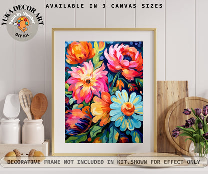 Garden Flowers PAINT by NUMBER Kit for Adults Spring Floral Painting Easy Beginners Acrylic Paint Kit Wall Decor Mom Gift | Code: FL2307116
