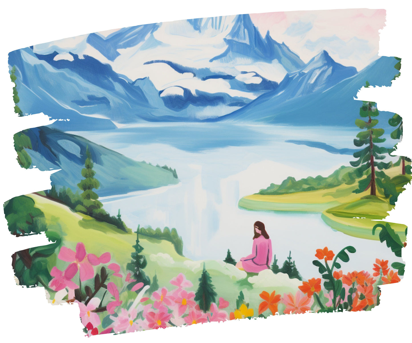 PAINT by NUMBERS Kit Adult | Mountain Flowers Pastel Colors Landscape Minimalist DIY Painting Beginners Acrylic Paint Kit Gift For Grandma