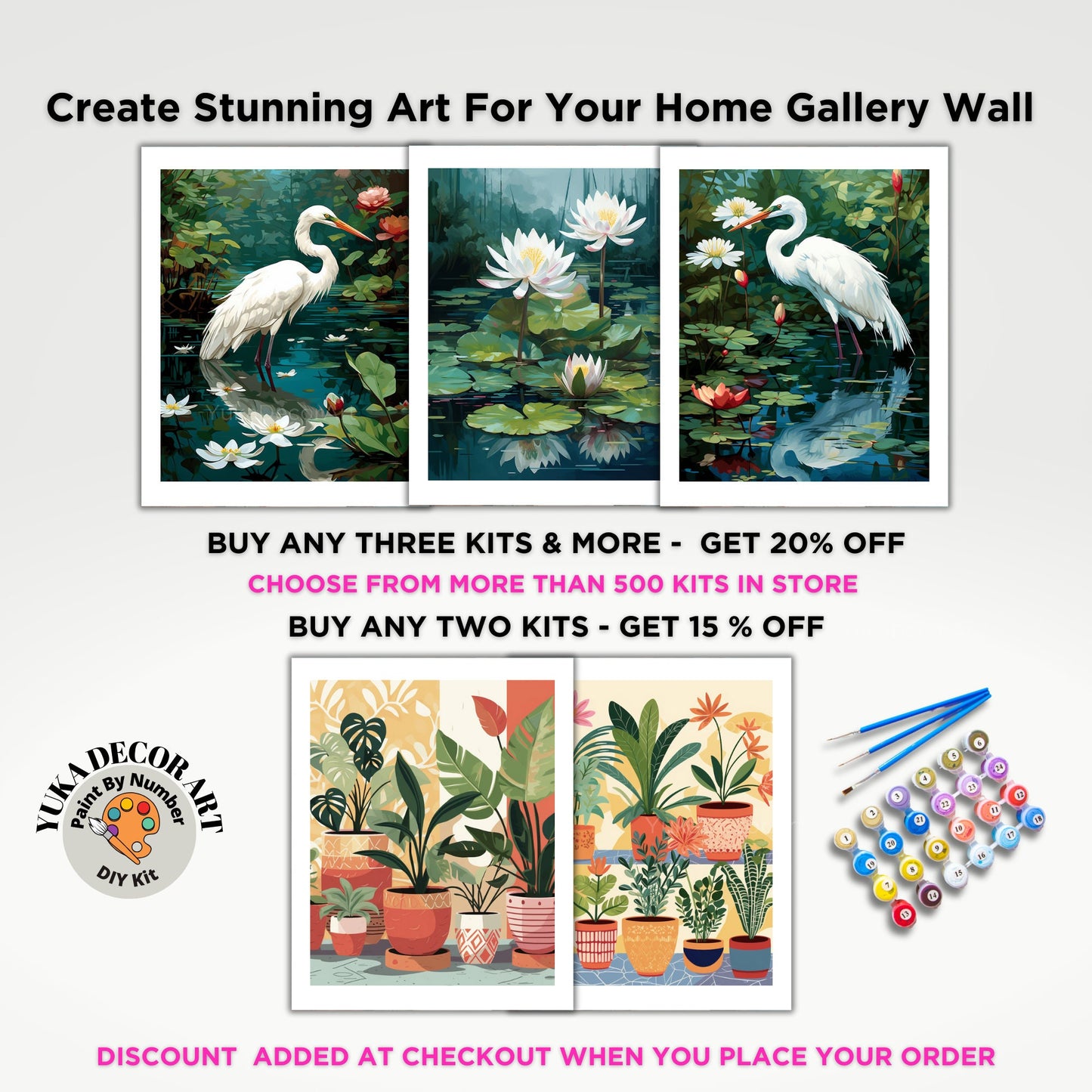 Floral PAINT by NUMBER Kit Adult White Lilies Lake Flowers DIY Painting Easy Beginners Paint Kit Nature Garden Lover Gift For Mom Girlfriend