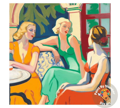 Matisse Inspired PAINT by NUMBER Kit Adult, Women Portrait , Friends Chatting, Mid Century Art ,Easy  Acrylic Painting , Decor Gift