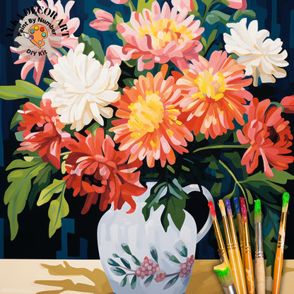 Country Floral PAINT by NUMBER Kit Adult Painting DIY by Numbers Craft Set Easy Beginners Birthday Gift For Mom Girlfriend