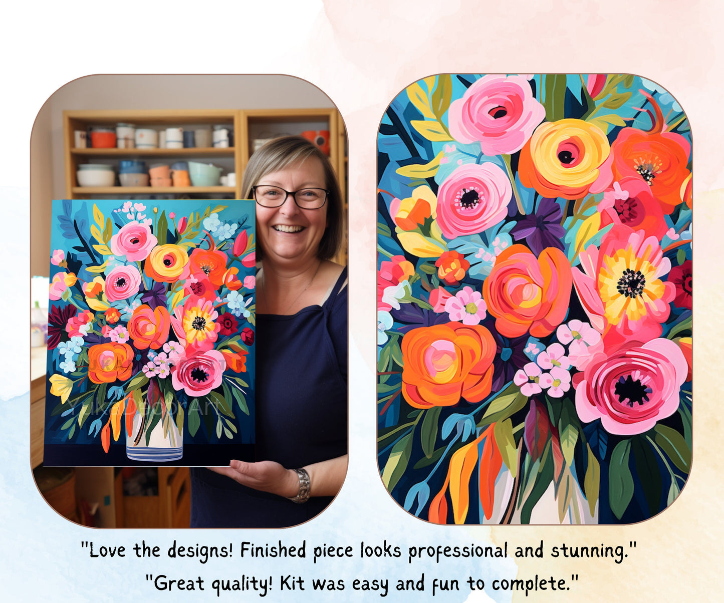 Springflowers PAINT by NUMBER Kit Adults | Set Of 2 | WildFlowers In Vase DIY Painting Easy Beginners Hobby Kit Wall Art Birthday Gift  Mom