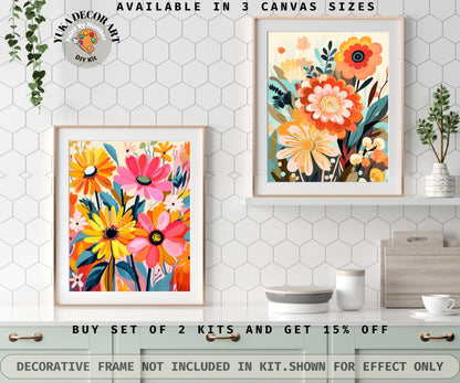 Daisies PAINT by NUMBER Kit for Adults Spring Flowers Paint Kit Easy Beginners Acrylic Paint DIY Kit Wall Gift For Mom Aunt