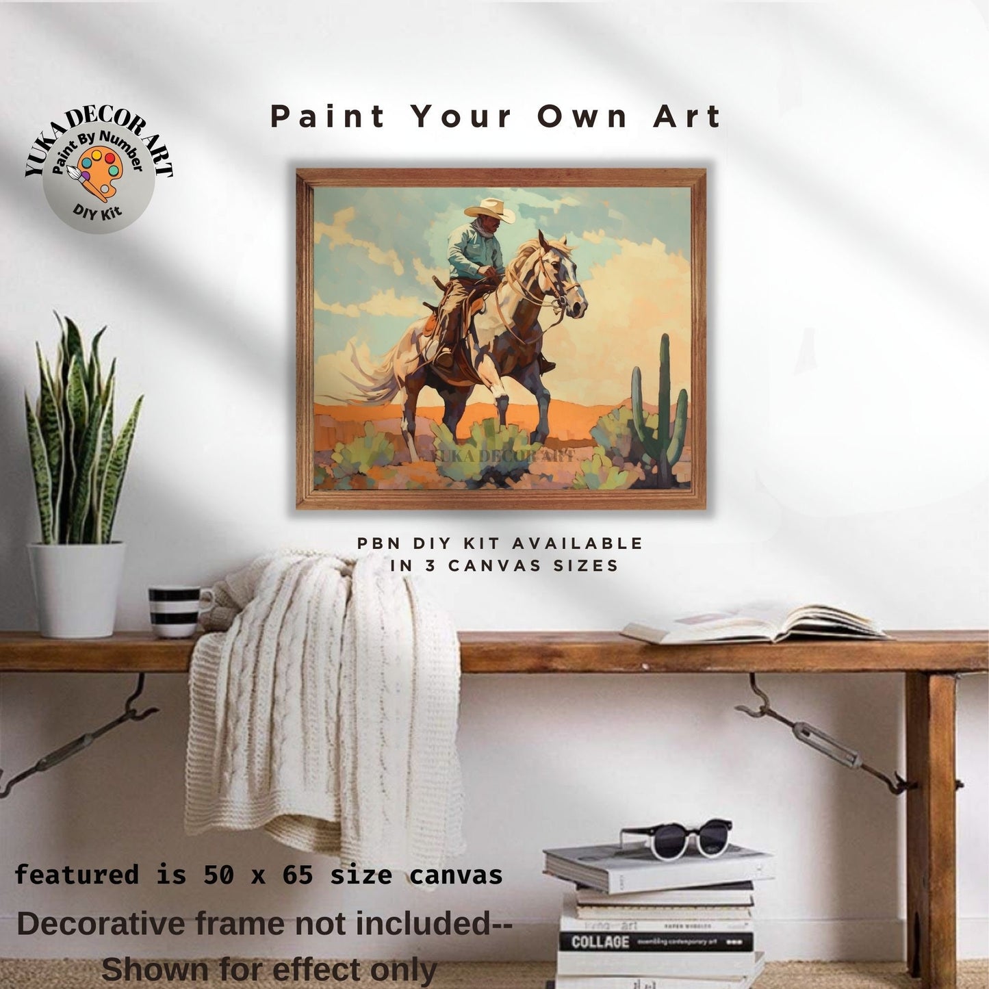 Cowboy PAINT by NUMBER Kit Adult Desert Horse Grand Canyon  Southwestern Vintage Style Art Easy Beginner Oil Painting DIY Kit  Gift For Dad