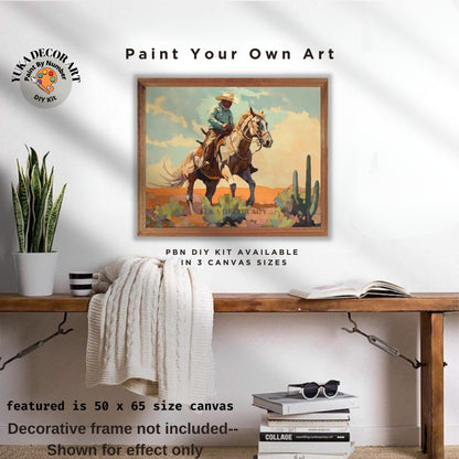 Cowboy PAINT by NUMBER Kit Adult Desert Horse Grand Canyon  Southwestern Vintage Style Art Easy Beginner Oil Painting DIY Kit  Gift For Dad