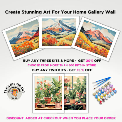 Mountain Landscape Adult PAINT by NUMBER Kit Flowers Valley Easy Beginner Painting DIY Canvas Kit Art Color By Number Set Gift For Mom Dad