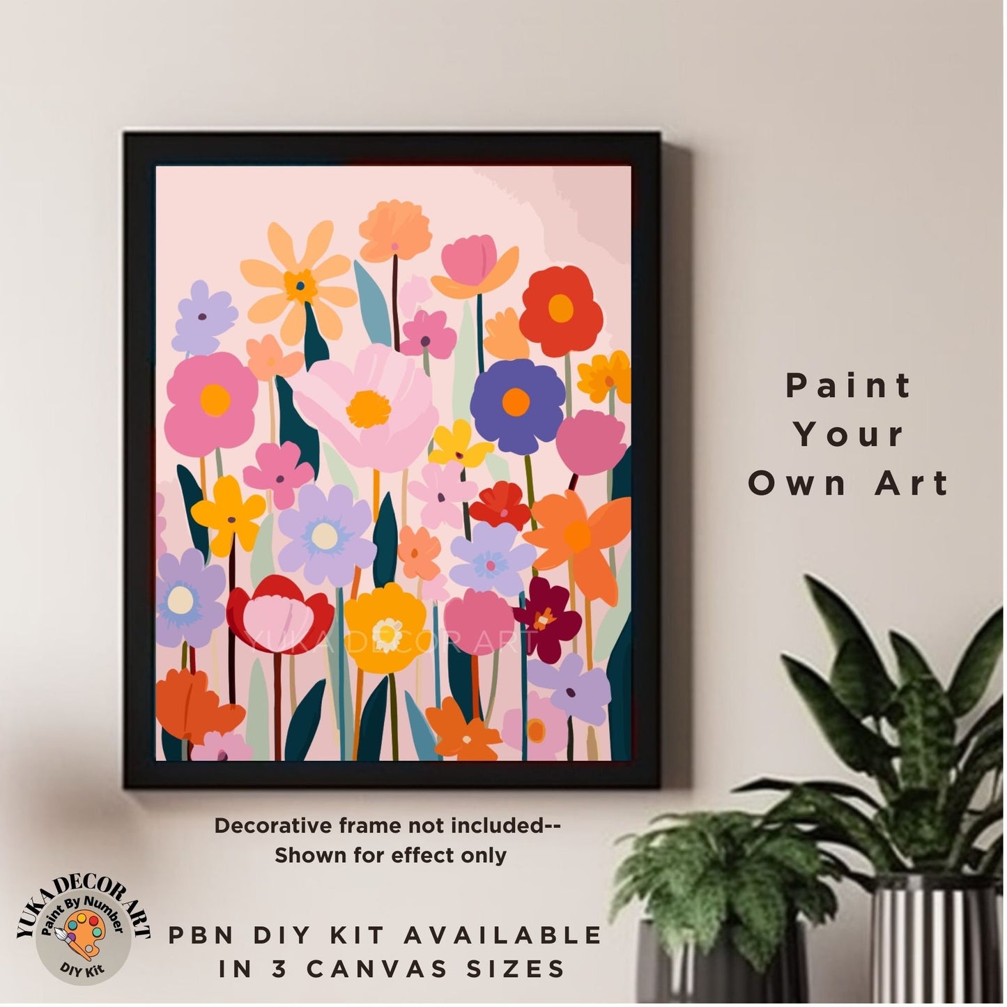 Modern PAINT by NUMBERS Kit Adults Garden Wild Flowers Floral DIY Painting Colorful Easy Beginners Hobby Kit Wall Art Gift