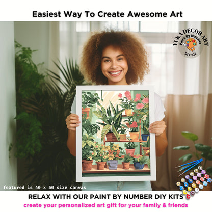PAINT by NUMBER Kit For Adults Plants Minimalist Boho DIY Painting Easy Beginners Paint Kit Plant Lover Gift Farmhouse Decor Housewarming