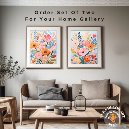 Wildflowers PAINT by NUMBERS Kit Adults Spring Flower Garden DIY Painting Easy Beginners Hobby Kit Wall Art Housewarming Gift Girlfriend Mom