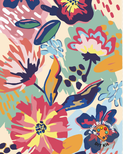 Garden Flower PAINT by NUMBER Kit for Adults ,Abstract  Flowers Art,Easy Beginners Acrylic Paint DIY Kit ,Living Bedroom Wall Art Decor