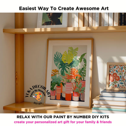 Greenhouse Art Paint By Number Kit Garden Plants DIY Paint by Numbers For Adult,Green House Plant Paint by Number Botanical Floral Art