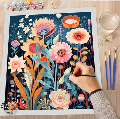 WildFlowers PAINT by NUMBER Kit for Adults Spring Flowers Painting Easy Beginners Acrylic Paint DIY Wall Art Birthday Gift Girlfriend Mom