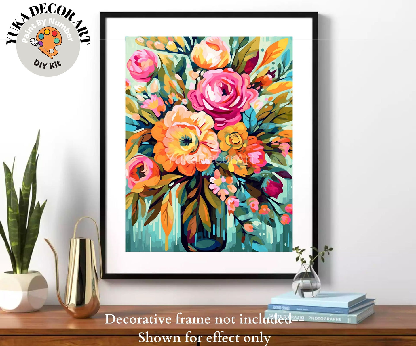 Floral Modern PAINT by NUMBER Kit for Adults Still life Vase Flowers DIY Painting Easy Beginners Paint Kit Wall Art Christmas Gift Grandma