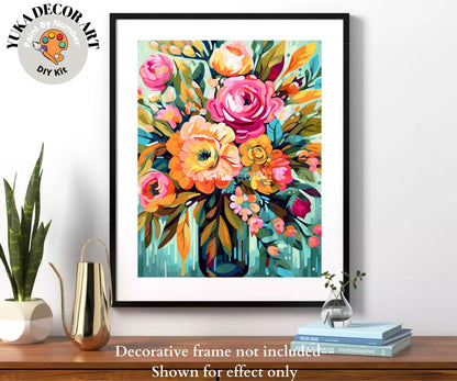 Floral Modern PAINT by NUMBER Kit for Adults Still life Vase Flowers DIY Painting Easy Beginners Paint Kit Wall Art Christmas Gift Grandma