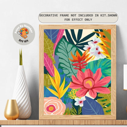 Flowers PAINT by NUMBER Kit for Adults Garden Botanical Abstract Minimalist Modern Art Easy Beginners Acrylic Paint DIY Kit Wall Art Gift