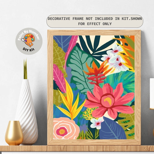 Flowers PAINT by NUMBER Kit for Adults Garden Botanical Abstract Minimalist Modern Art Easy Beginners Acrylic Paint DIY Kit Wall Art Gift