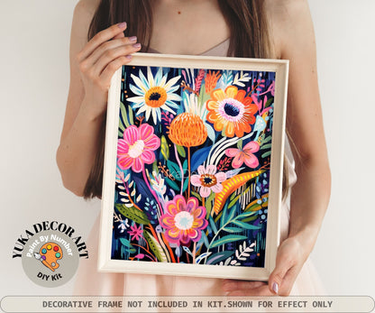 WildFlowers PAINT by NUMBER Kit for Adults Spring Flowers Painting Easy Beginners Acrylic Paint DIY Kit Wall Art Decor Gift