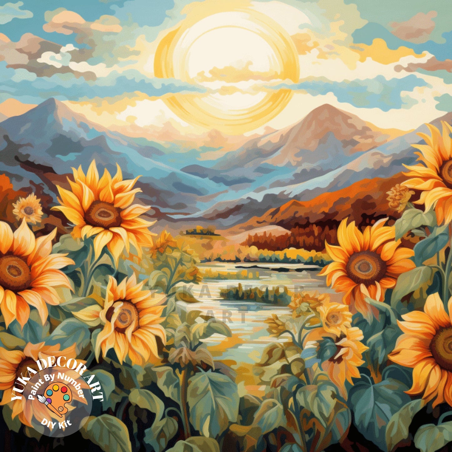 Sunflowers Adult PAINT by NUMBERS DIY Kit Mountain Valley Sunrise Art Easy Beginner's Oil Painting Kit Birthday Anniversary Gift For Mom Dad