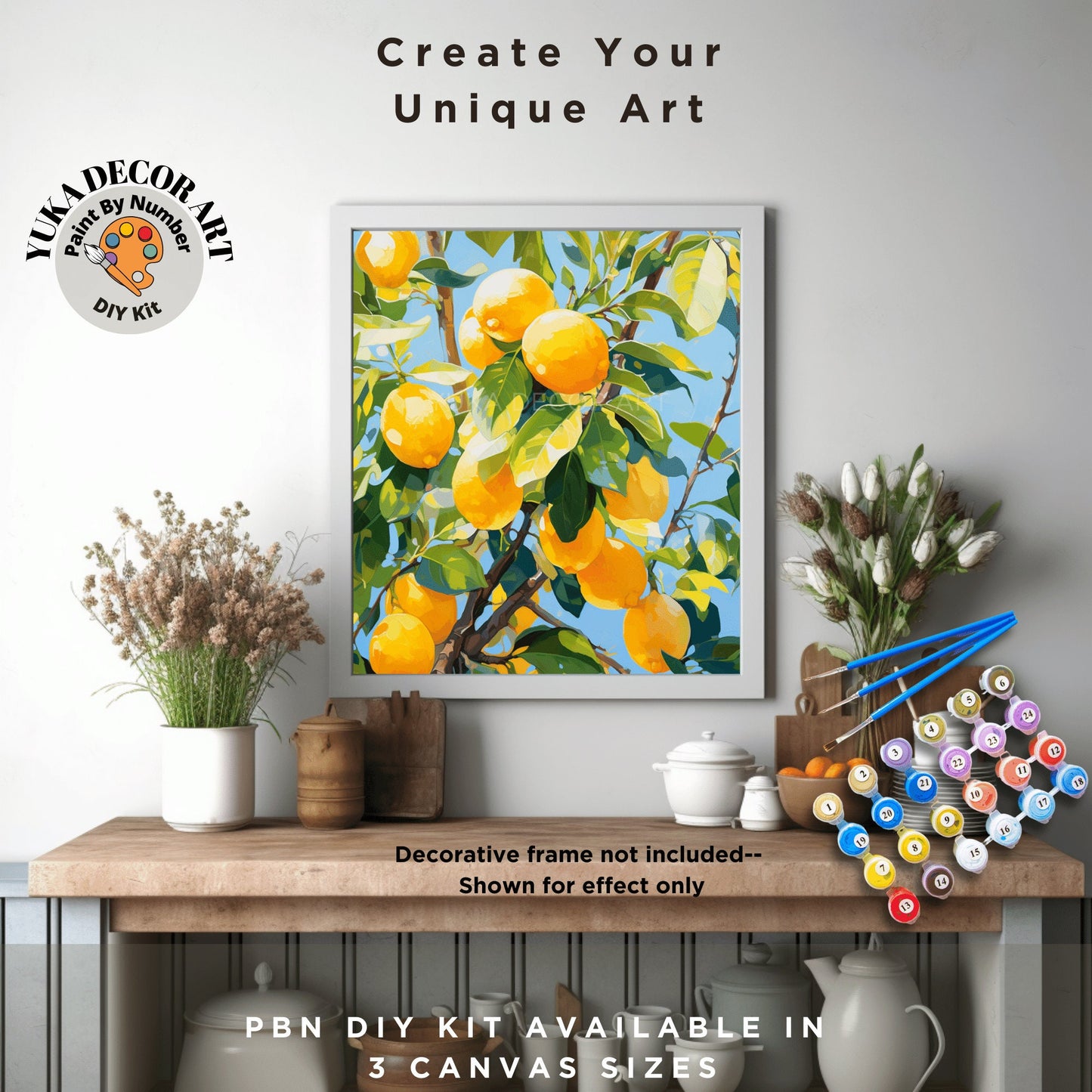 Lemon Tree PAINT by NUMBERS Kit Adult Watercolour Style Garden Nature Landscape Art Easy Beginner DIY Painting Kit Custom Decor Gift For Mom