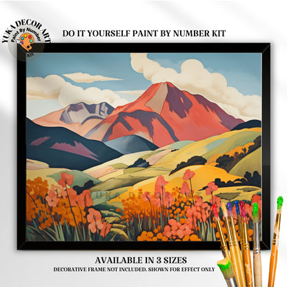 Mountain Flowers PAINT by NUMBER DIY Kit Adult Landscape Valley Easy Beginner Acrylic Painting Art Canvas Christmas Gift For Grandma Grandpa