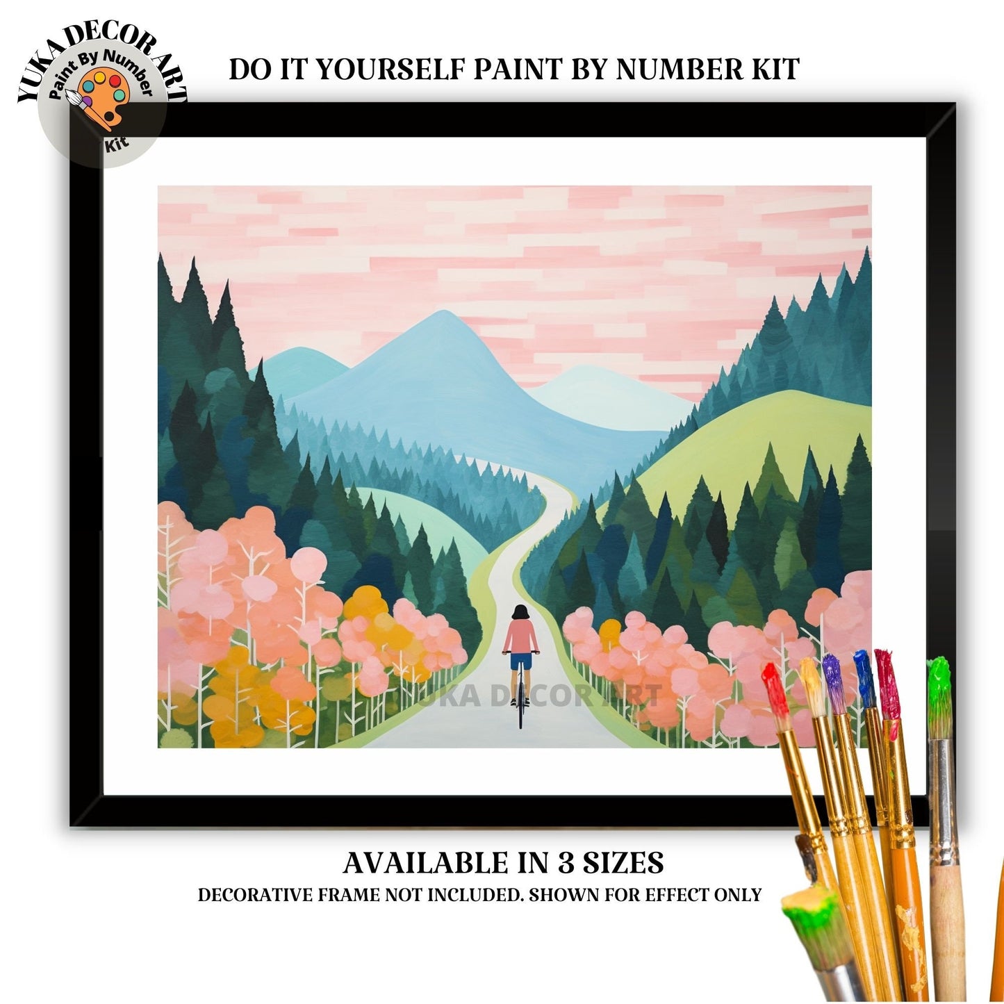 PAINT by NUMBERS Adult Kit Cyclist In Mountain Valley Pastel Landscape Minimalist DIY Art Easy Beginner Painting Birthday Gift Mom Sister
