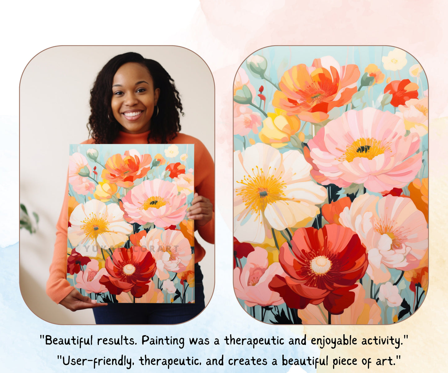 Valley flowers PAINT by NUMBER Kit Adults | Set Of 2 | WildFlowers DIY Painting Easy Beginners Hobby Wall Art Birthday Gift Girlfriend Mom