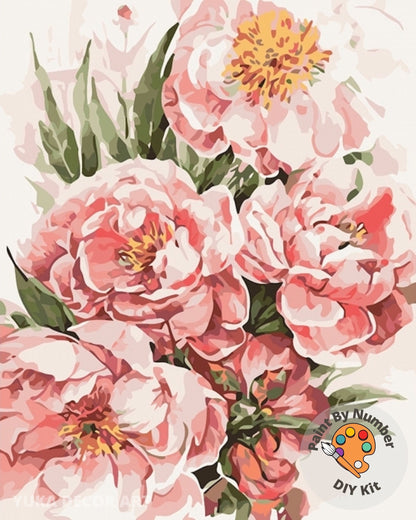 Pink Peonies Paint by Number Kit Adult, Flowers Painting,Easy Beginner Acrylic Paint Kit,Anniversary Gift For Mom, Home Decor Gift