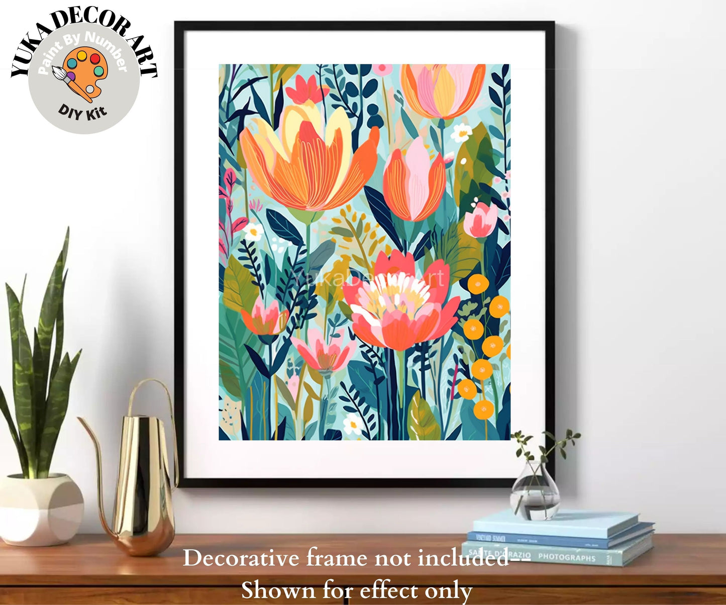 WildFlowers PAINT by NUMBER Kit for Adults  Spring Flowers Painting Easy Beginners Acrylic Paint DIY Kit Wall Art Gift Mom