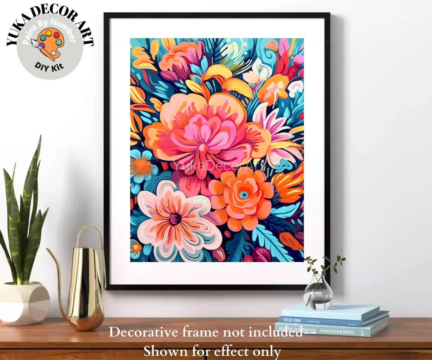 Garden Flower PAINT by NUMBER Kit for Adults Abstract Flowers Paint Kit Easy Beginners Acrylic Paint DIY Kit Wall Art Decor