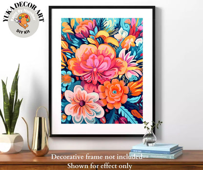 Garden Flower PAINT by NUMBER Kit for Adults Abstract Flowers Paint Kit Easy Beginners Acrylic Paint DIY Kit Wall Art Decor