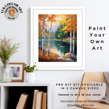 Autumn Forest View PAINT by NUMBER Kit Adult Nature Painting DIY by Numbers Easy Beginners Holiday Activity Birthday Gift For Mom Girlfriend