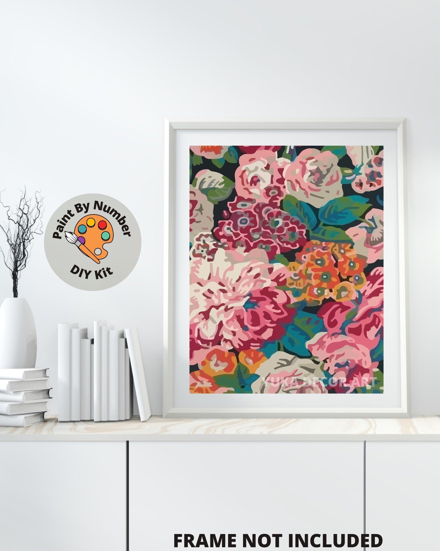 Garden Flowers PAINT by NUMBER Kit for Adults , Spring Flowers Abstract ,Easy DIY Beginners Paint Kit ,Living Bedroom Wall Art Decor