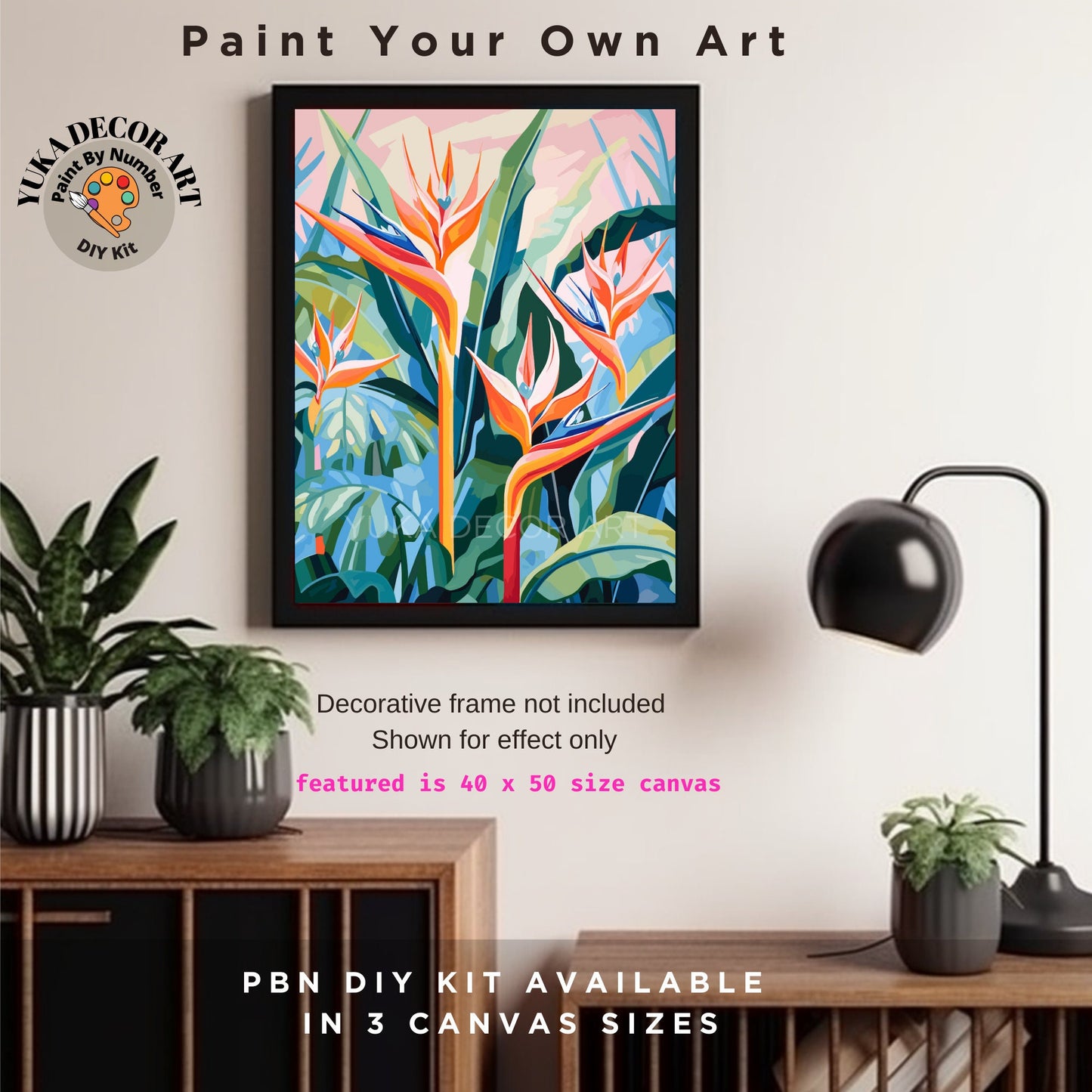 PAINT by NUMBER Adult Tropical Garden Flower Modern Watercolor Wall Art Easy Beginner Acrylic Paint DIY Kit Christmas Gift |Code: FL2309111