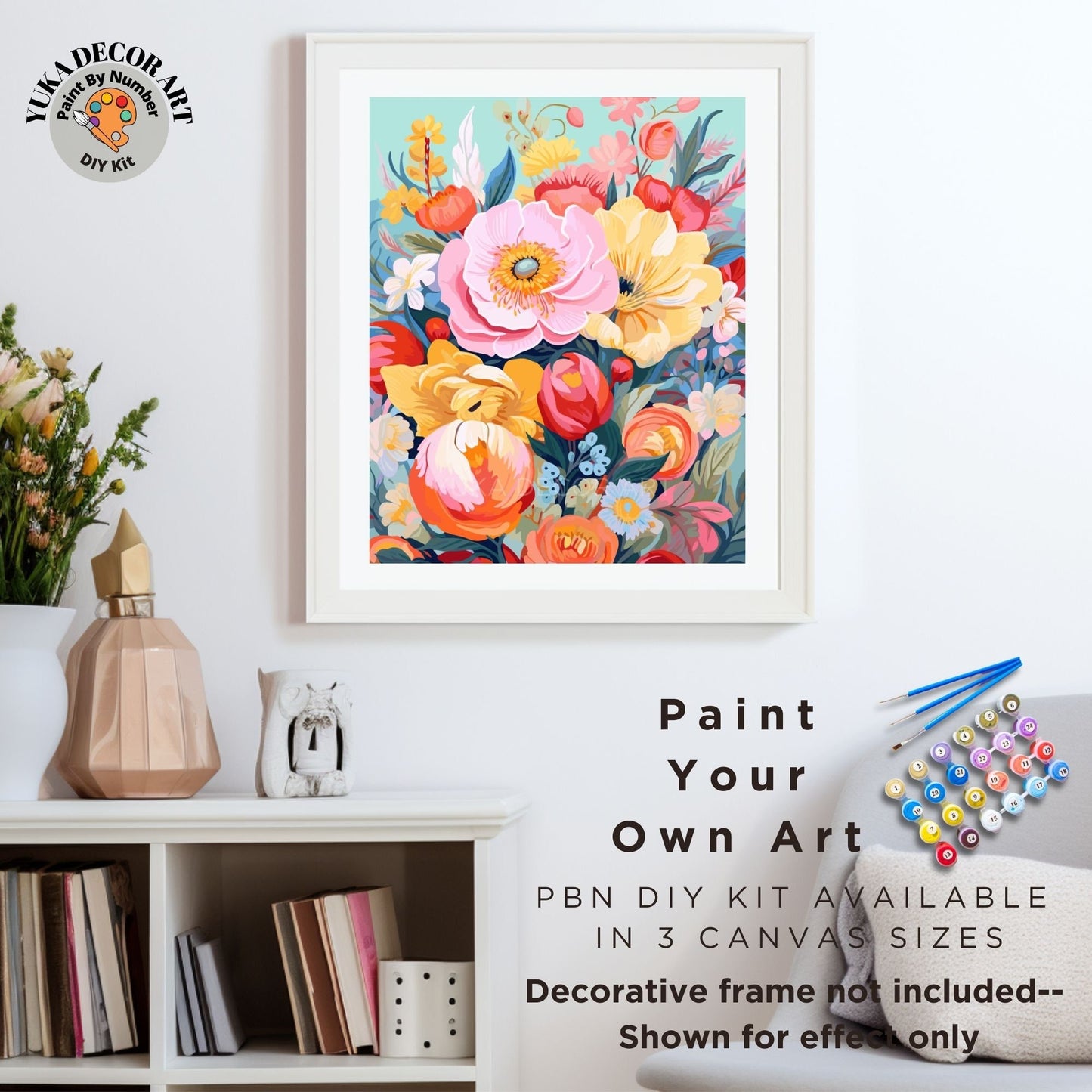 Flowers PAINT by NUMBER Kit for Adults Wildflowers Garden DIY Painting Chic Floral Easy Hobby Kit Wall Decor Art Gift Wife